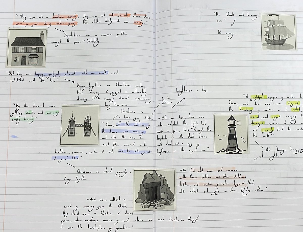 Eng_CanonSlade's tweet photo. Miss Forster’s 10c1a have been working hard tracking Scrooge’s journey with the Ghost of Christmas Present. Well done especially to Jemimah A, Lily S, Daniella W and Angel J, whose beautiful work this is. Well done Year 10! https://t.co/zEnqWz5PhO