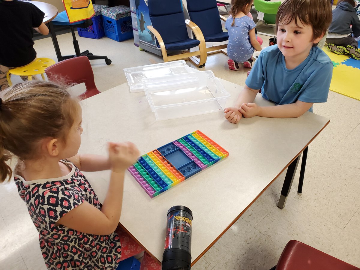 GillBaskwill's tweet photo. Math workstations are my favourite! We're subitizing numbers with #tenzi and Pop Its! So much fun! #kindergarten @SMES01 https://t.co/Rf7aD1KNpa