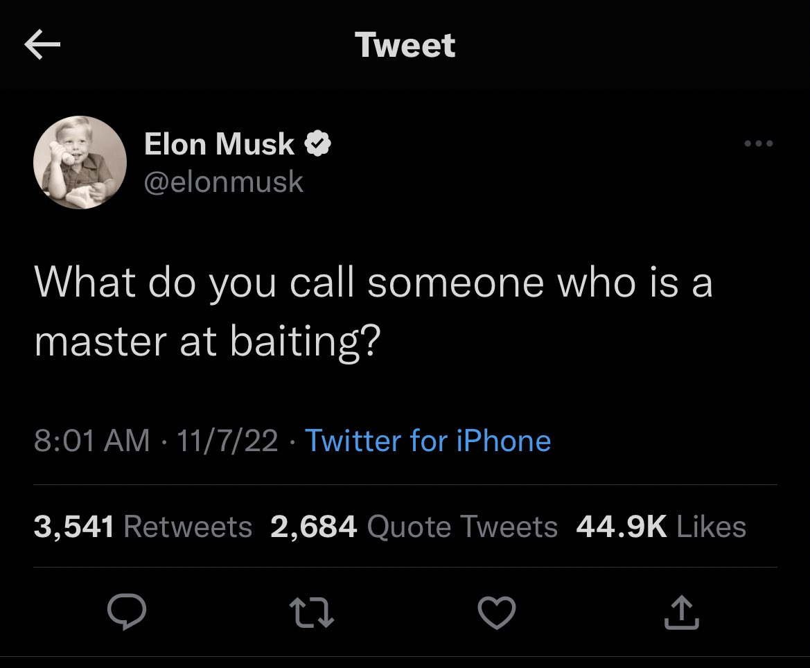 Kurt Wagner on X: Multiple masturbation jokes so far from Twitter CEO Elon  Musk and it's not even 9 am PT. Happy Monday! t.coUXHgTNJia9  X