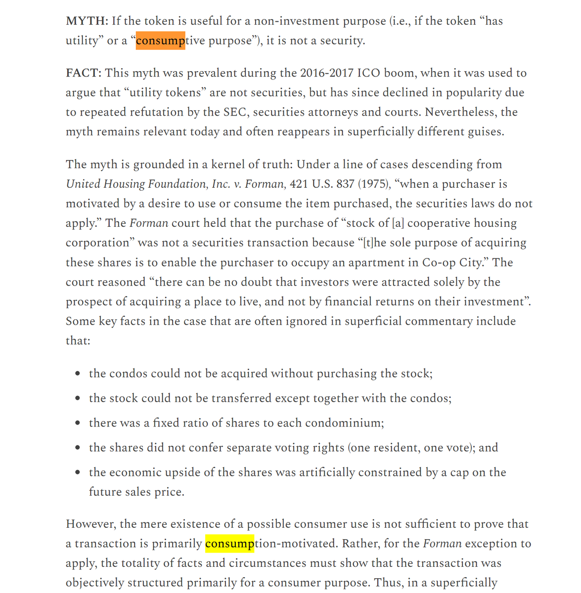 lex_node's tweet photo. LBRY judge: mixing consumptive and investment uses cannot be a loophole to the securities laws  

this is what I predicted would be key factor for the judge

many lawyers made way too much of Forman case--there, consumptive intent was nearly *exclusive*

https://t.co/UJtcZdmJtY https://t.co/R7jAKzeRGk