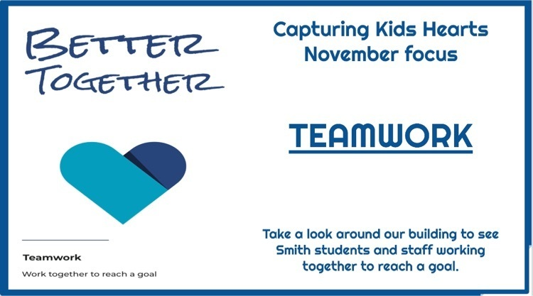 Smith_Seabees's tweet photo. During November #SmithSeabees are focusing on TEAMWORK. Students and staff are working together to reach their goals. Ask your student about our monthly focus and look around our building to see this character trait in action! ๐๐ #ckh @absspublic @ckhflippengroup https://t.co/RlCzA7kuOI