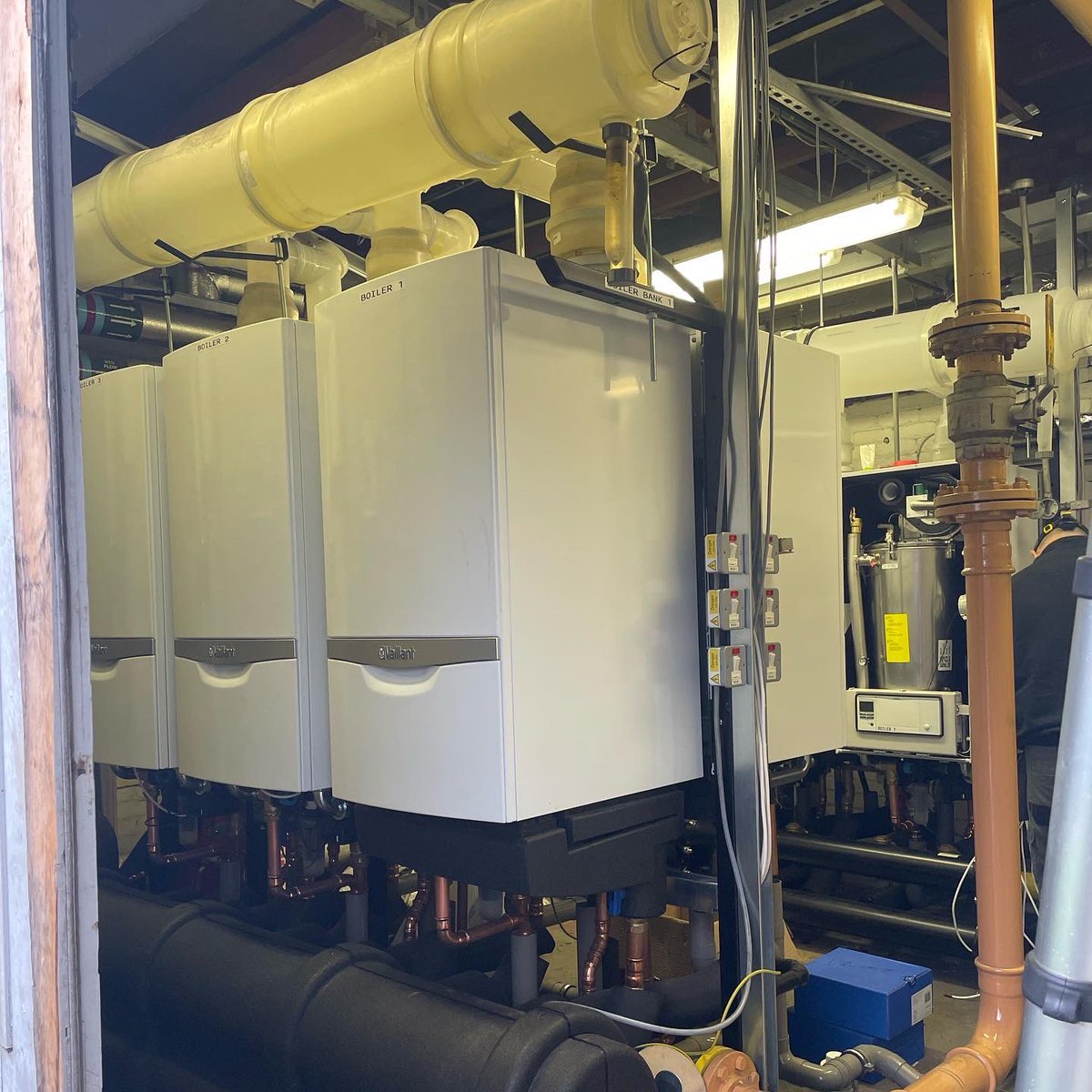 DruggittHarding's tweet photo. Plant Room Upgrade!! π
We recently upgraded a District heating system by installing 12 Vaillant commercial efficiency boilers, replacing 2 floor standing commercial boilers. We carried out the full package #Mechanical, #Electrical & #BuildersWorks.
#Vaillant #TeamDandH https://t.co/JDc8QhGOd8