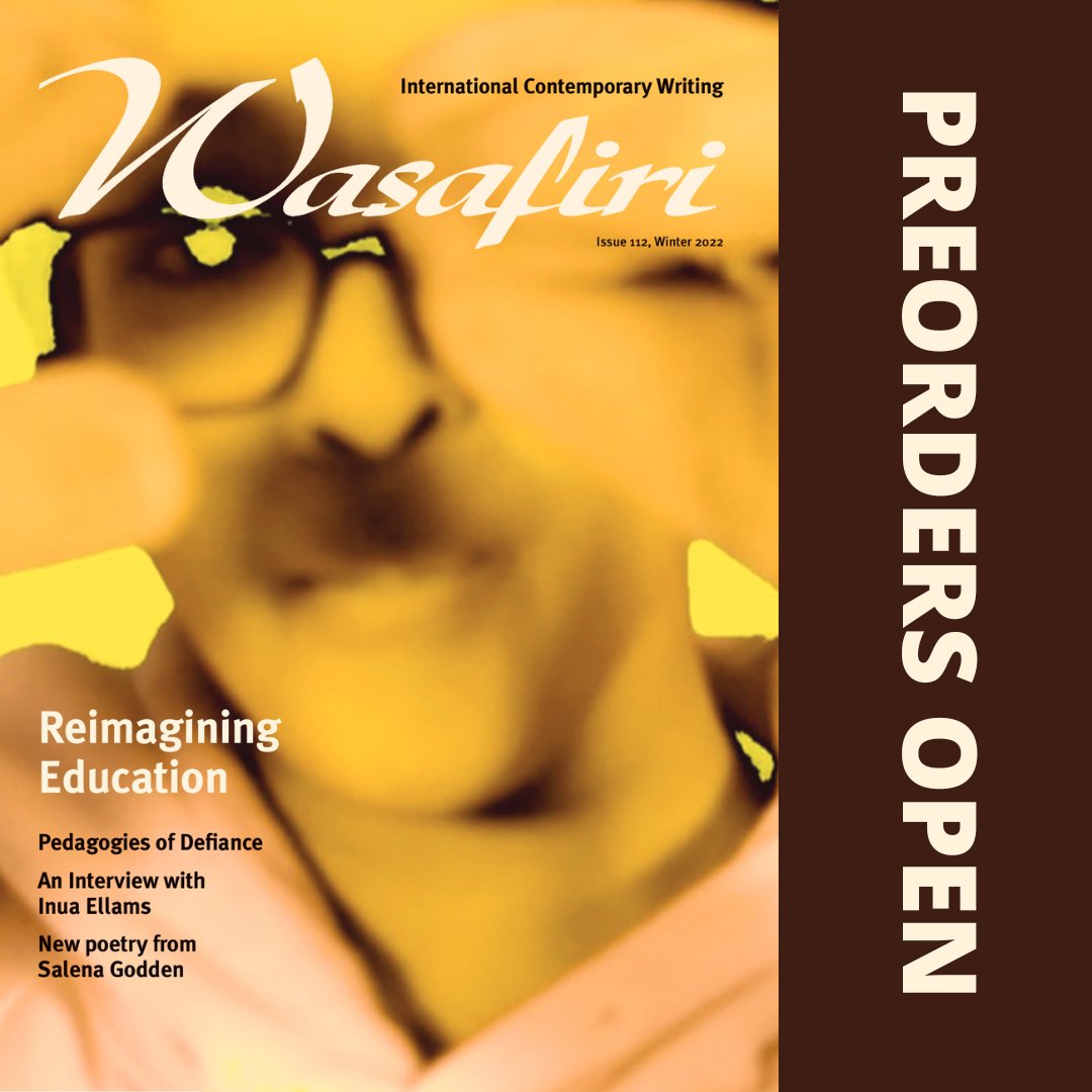 We are delighted to announce that preorders are open for our newest issue, Wasafiri 112: Reimagining Education, edited by @rapclassroom, @WasafiriPhD, & @NicolaRollock, with a striking cover from @_RehanaZaman. Preorders are also open for our 112 bundle: wasafiri.org/product/wasafi…