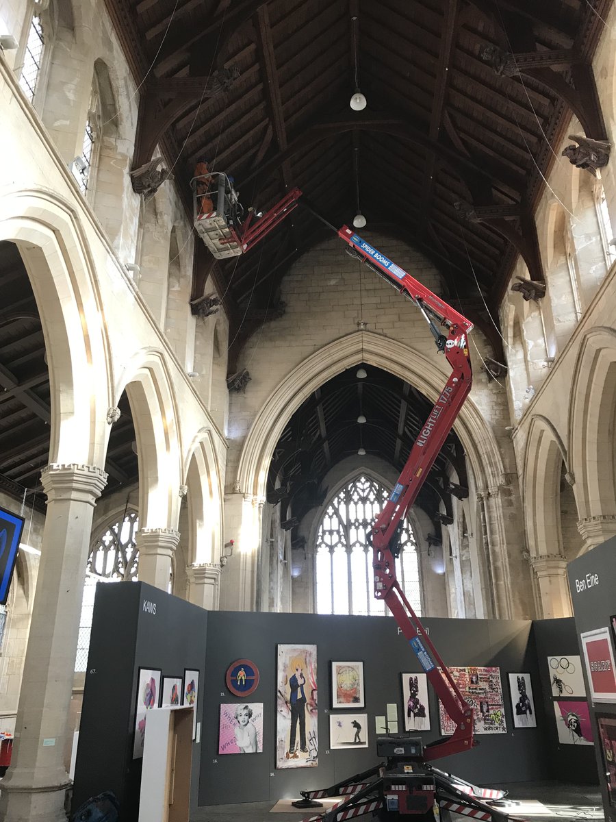 A Tale of Two MEWPS <a href="/2021VisualArts/">2021 Visual Arts</a> <a href="/FerreyMennim/">Ferrey&Mennim</a> <a href="/MasonClark_UK/">Mason Clark</a>  #stainedglass #conservation #restoration #windy #cherrypicker #Banksy