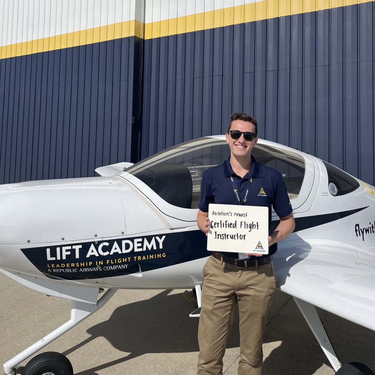 It’s #MilestoneMonday once again, and we’re celebrating Jeremy Chesney for his successful CFI Check Ride! He is now an official CFI and can start training students in the skies at LIFT. Congrats, Jeremy 🎉 ! See more about LIFT student life at flywithlift.com #FlyWithLIFT