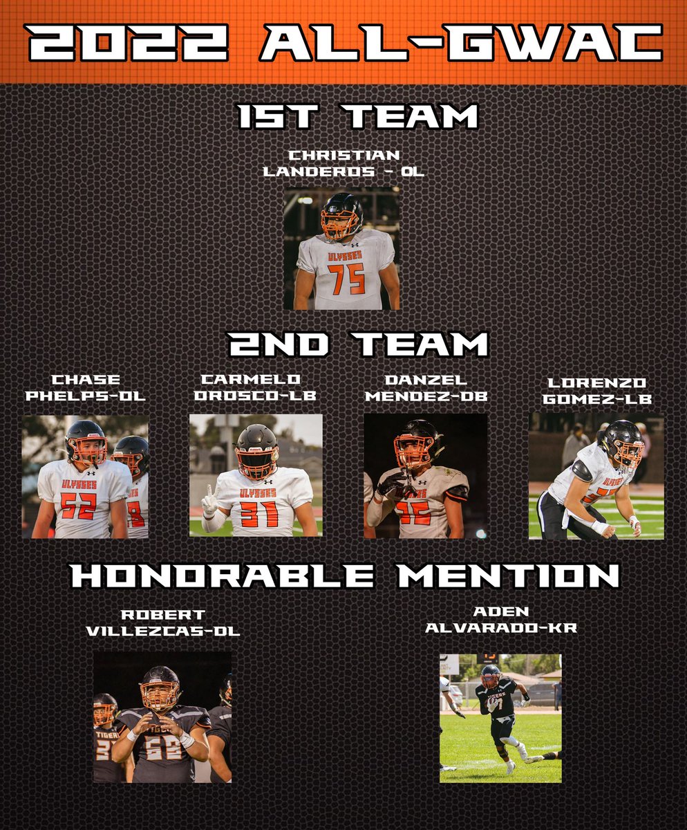 CoachAlbertUHS's tweet photo. Congratulations to the UHS Tigers who were selected to the All-GWAC teams.

@LANDY__75
@chasethewesley
@lonzogomez17
@orosco_carmelo
@MendezDanzel
@AlvaradoAden
@ThatRobert100

#RestoreTheRoar https://t.co/XOzkf7EPeS