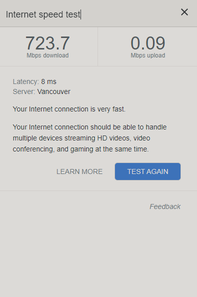 samaursa's tweet photo. @Novusnow I have incredibly erratic connection. Going from gigabit to nothing. Screenshot showing fast download but almost 0 upload. Frequently the download goes to 0 as well and I am unable to connect to anything. https://t.co/zNHKMdrxyW