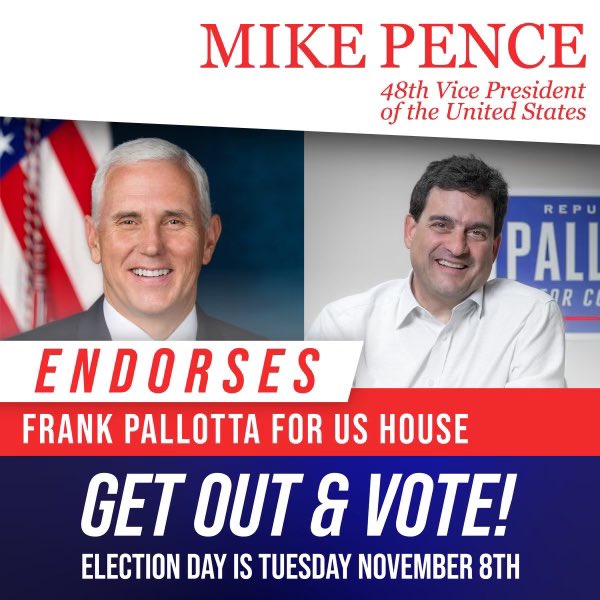 🚨 🇺🇸 Thank you, @Mike_Pence! The #NJ05 race is among the most watched in the country, and your vote tomorrow WILL bring us to victory. 🗳