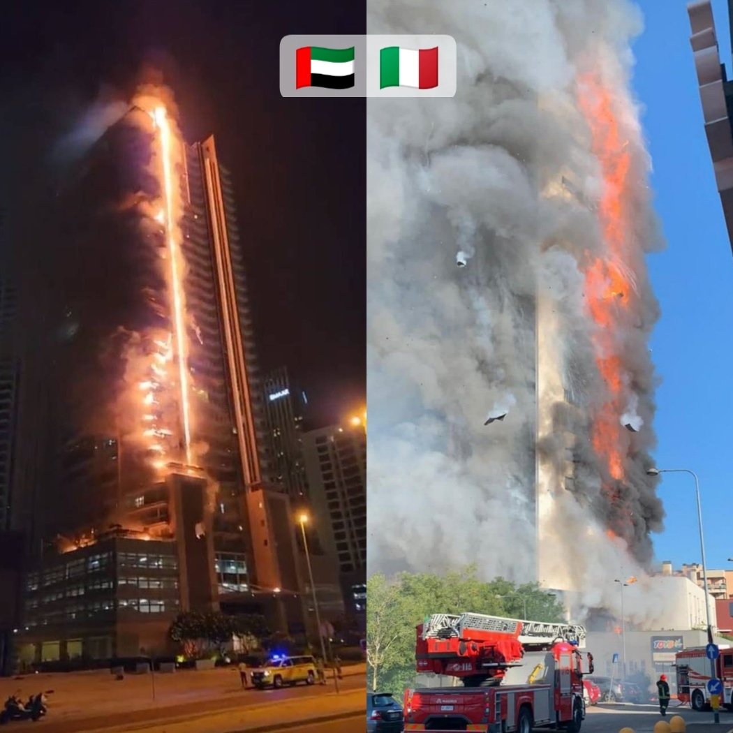 Comparing #Emaar #DubaiFire to #TorreDeiMoro #MilanFire.. 🇦🇪 fire estinguished in 4h, 🇮🇹 16h: fire brigade @vigilidelfuoco needs more resources vs high-rise fires.. 🇦🇪 all residents immediately taken to hotels, 🇮🇹 all abandoned & self-paying for emergency accommodations 😕 #italy