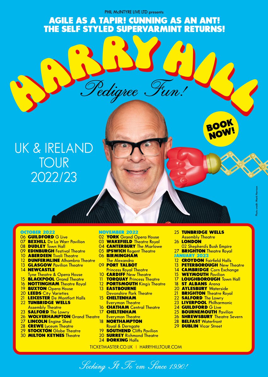 EXTRA DATES added to Harry's brand new live tour Pedigree Fun due to phenomenal public demand! harryhilltour.com