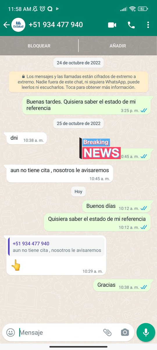 baumandemetz's tweet photo. La verdad que @EsSaludPeru es un sistema surreal. Fui a consulta general en el Hospital Privado de Piura el 13 de octubre. Me hicieron un papel de referencia y me pidieron que espere a que me programen cita. Estamos 7 de noviembre y la cita jamás llegó. Una basura. https://t.co/KqKCUygwlJ
