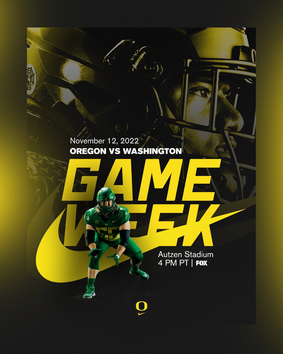 oregonfootball's tweet photo. ɪᴛ'ꜱ ɢᴀᴍᴇ ᴡᴇᴇᴋ

Oregon vs Washington 🔜 
4 pm pt kickoff on @CFBONFOX 

#GoDucks https://t.co/1OhzzG4vJT