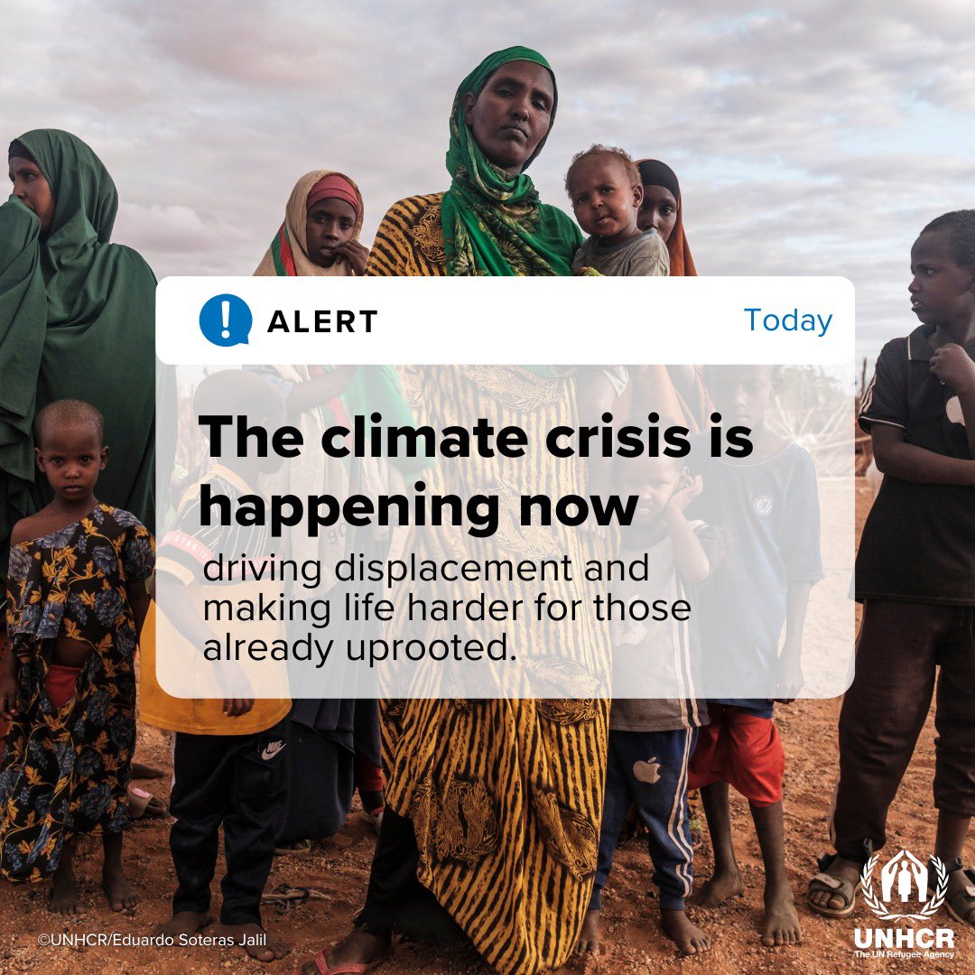 KellyTClements's tweet photo. UNHCR is stepping up our climate action:

We’re mobilizing support for refugees, displaced &amp; stateless people.

We’re changing how we deliver aid &amp; protect.

We’re helping affected communities to boost their capacity to adapt.

Now we need States to take bold action. #COP27 https://t.co/jsl36FAKw2