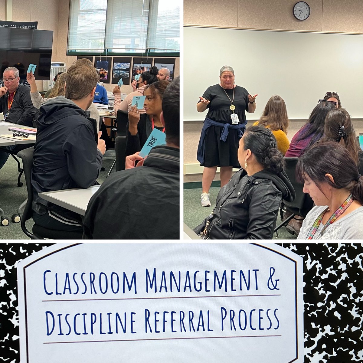 RMMSbulls's tweet photo. Ms. Hasan leads teachers as learners in Classroom Mgmt workshop this morning. @VistaBlueprint @VUSDHR #rmmsfam https://t.co/gBuZk65yaD