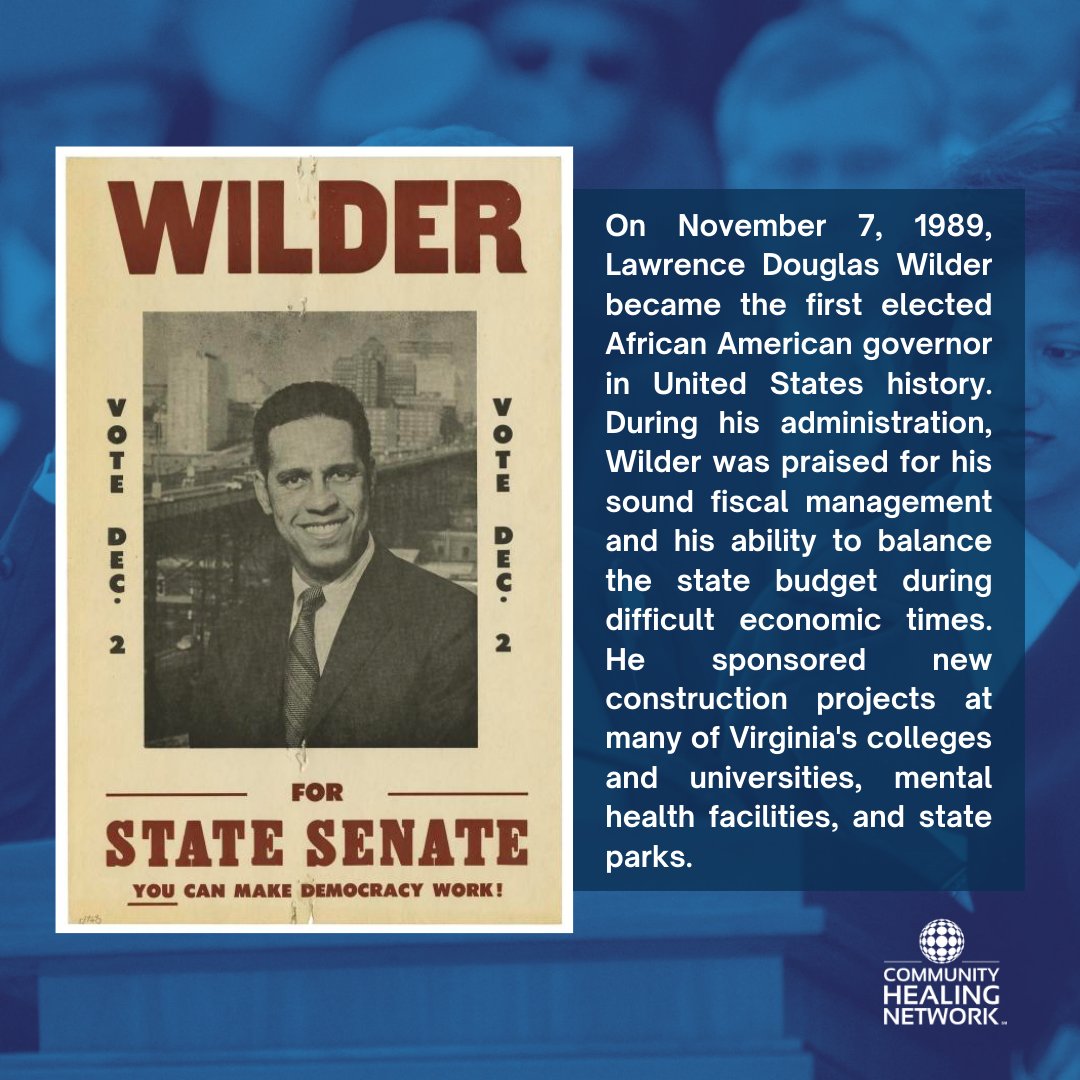 #TodayInBlackHistory: On November 7th, 1989, Lawrence Douglas Wilder was elected the first Black governor in United States history. During his time as the governor of Virginia, he sponsored numerous projects involving higher education, mental health facilities, and state parks.