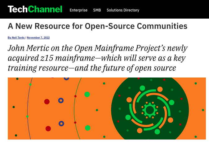 Read this @TechChannelHQ article to learn more about the newly acquired z15 #mainframe & what this means for the future of @OpenMFProject, #opensource communities & the #OpenMainframe ecosystem. @linuxfoundation's @jmertic tells all: hubs.la/Q01rFTnv0