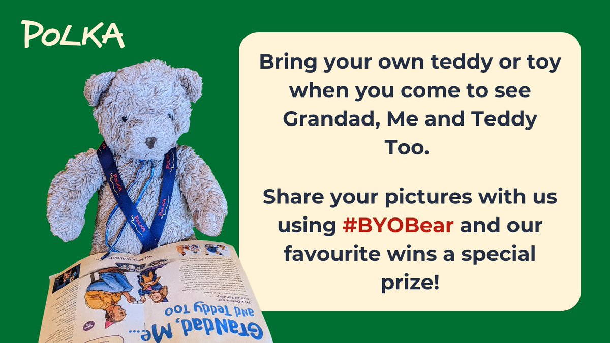 polkatheatre's tweet photo. We're getting bear-y close to the opening of Grandad, Me and Teddy Too! π»
Join Grandad, Mia and Teddy's magical, wintry adventures by bringing a teddy of your own.
Share your trip using #BYOBear - our favourite wins a prize!
Find out more >>> https://t.co/NpxE1aQYCe https://t.co/geUzp1waOP