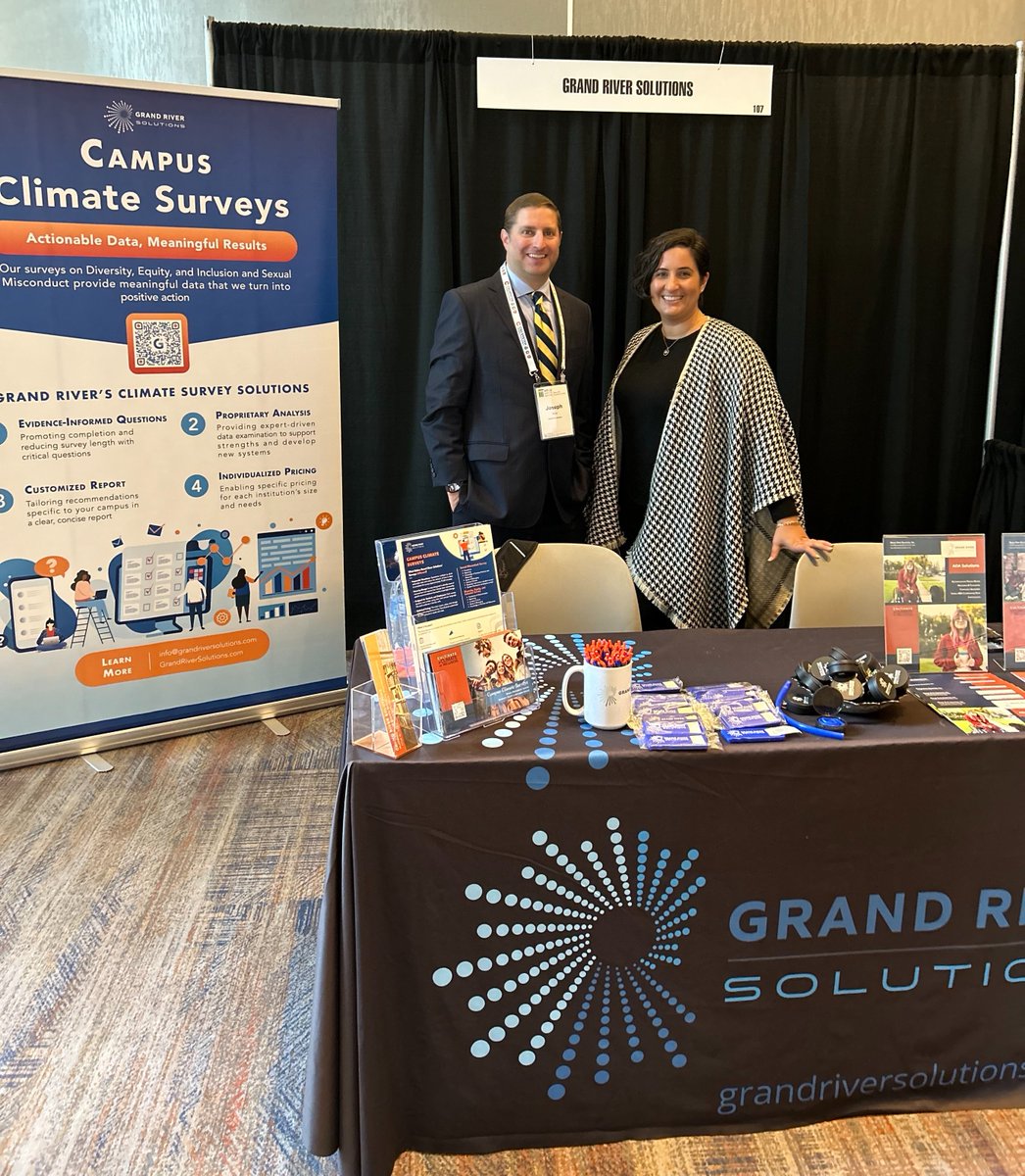 If you're attending #APLU2022, stop by the Grand River Solutions booth and say hi! <a href="/JosephStorchNY/">Joseph Storch</a>, <a href="/JahannaAzarian/">Jahanna Azarian</a>, and Chana McIntyre will be answering questions about our #TitleIX, #DEI, #ADA, and #ClimateSurvey solutions through tomorrow. <a href="/APLU_News/">APLU</a>
