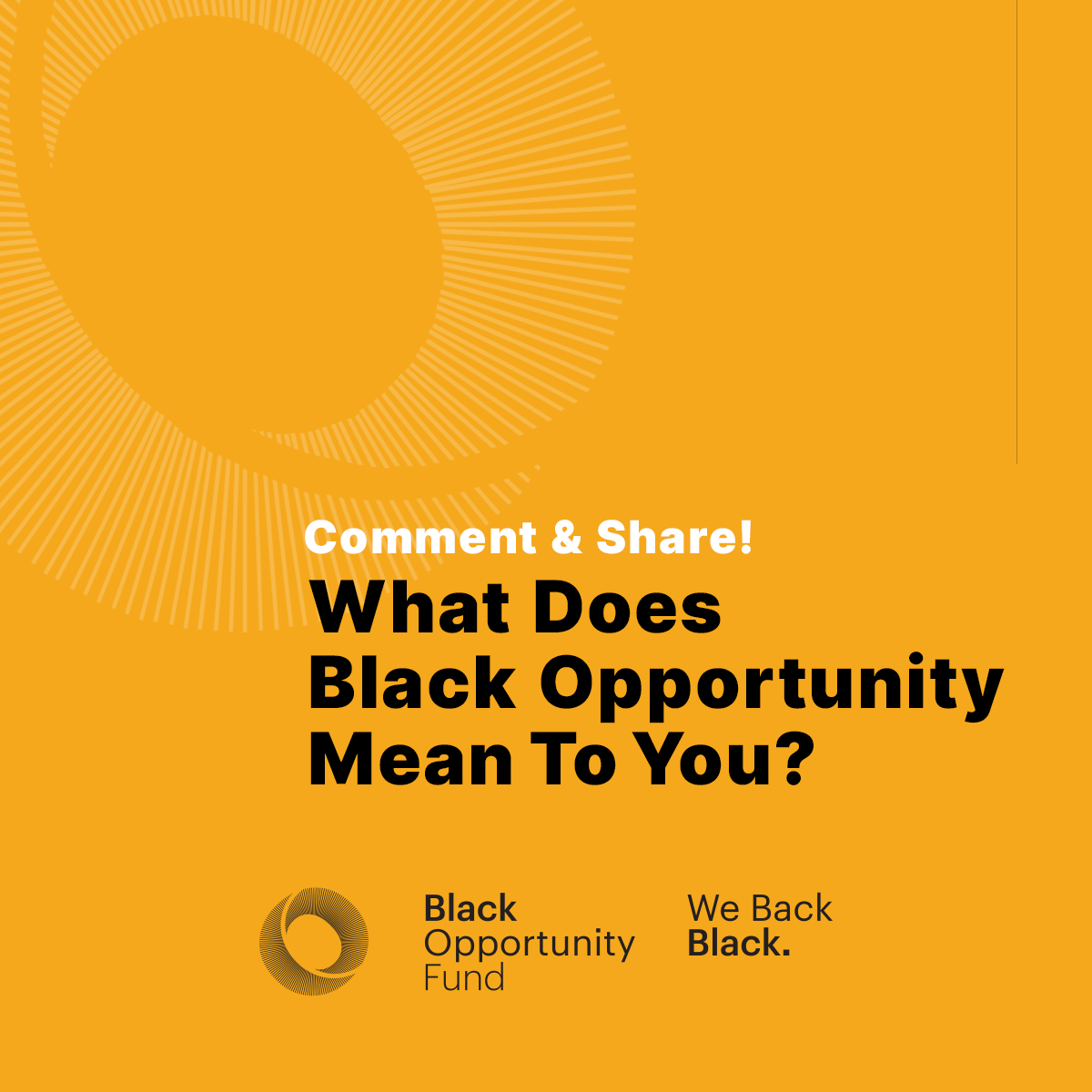 What does Black Opportunity mean to you? Share your ideas on resources, programs, government policy, and more in the comments! #WeBackBlack #BOF #BlkOpportunity