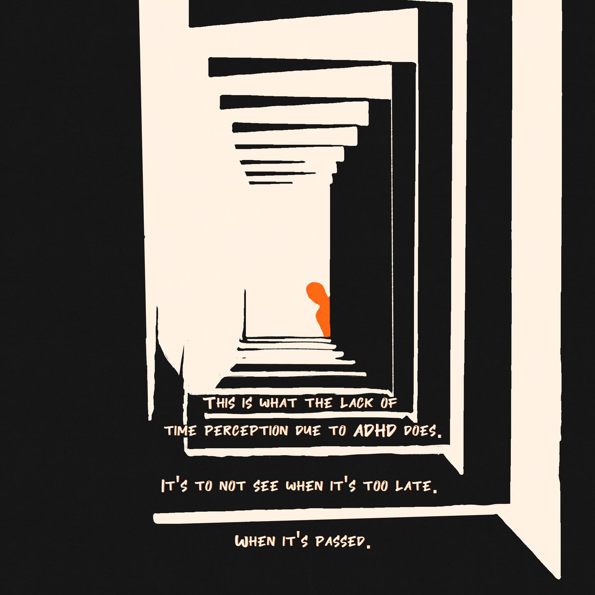 ylqart's tweet photo. ADHD comic about my experience with Time Perception for the #adhdcosmictakeover and #ADHDAwarenessMonth ! 

It was very hard to put this in words and to share it, so, I hope it'll help some of you over there to feel heard and not alone.🧡
1/2 https://t.co/yRFAe0OgbV