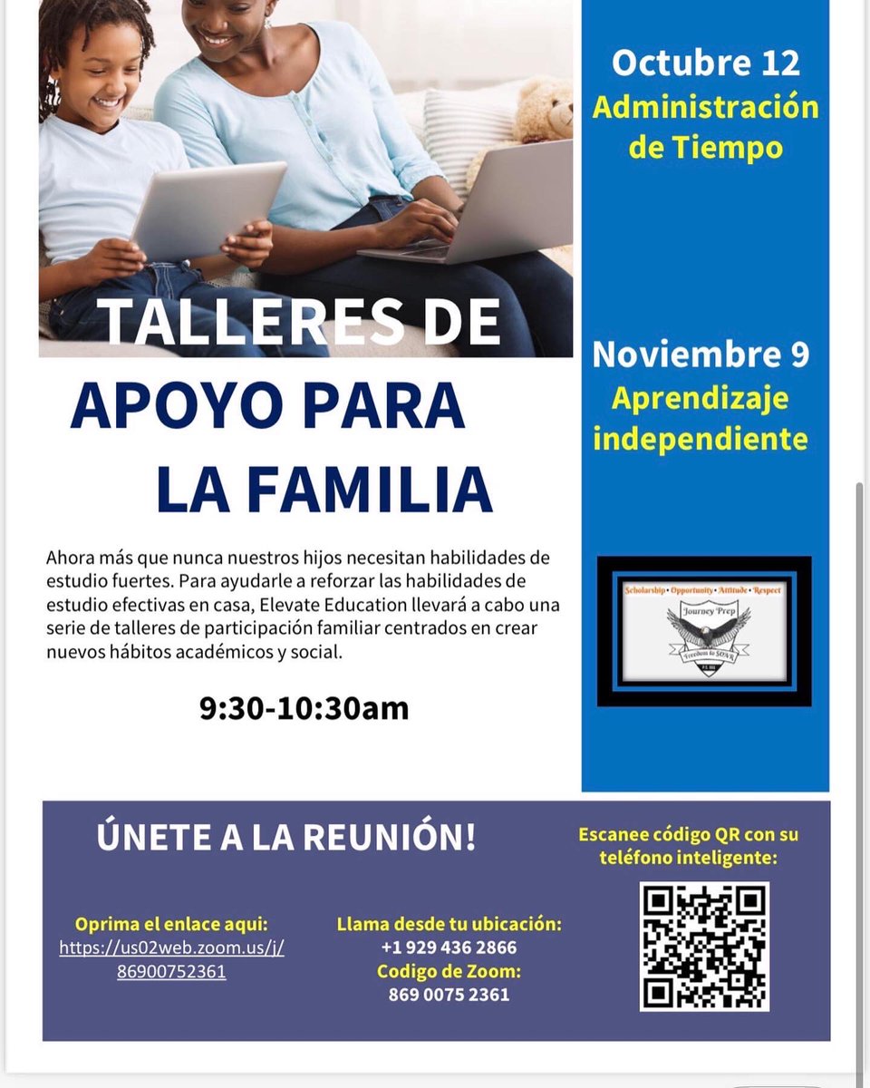 PS69JourneyPrep's tweet photo. On Wednesday, November, 9, 2022, we will have our second virtual workshop with Elevate Education. We had great feedback from the previous workshop. We hope you can join us for this one. The topic is Independant Learning. The link and flyers are in class dojo and we’re emailed. https://t.co/sDWl3sicLx