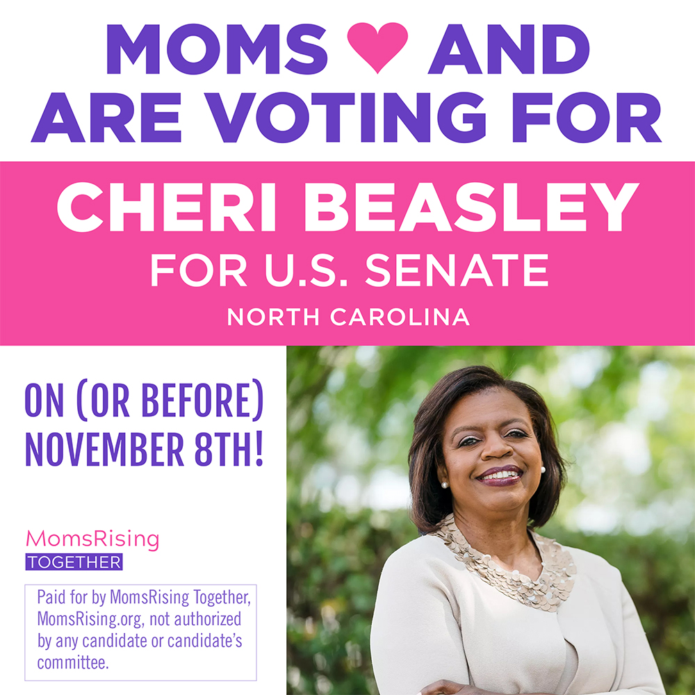 momspowertherun's tweet photo. Moms want what's best for our kids, families & future. On November 8th, our rights, bodies, and freedoms are on the ballot. That’s why moms are voting for CHERI BEASLEY @CheriBeasleyNC for U.S Senator for North Carolina! #GOTV #VoteNovember8 #Election2022 #MomsPowerElections https://t.co/JKtri2SE2k