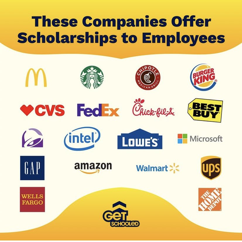 It's #TipTuesday! Did you know the company you or your parents work for might offer you scholarship money to attend college? We always encourage students &amp; parents to look into this. These are just a few of the many companies out there that offer scholarships!