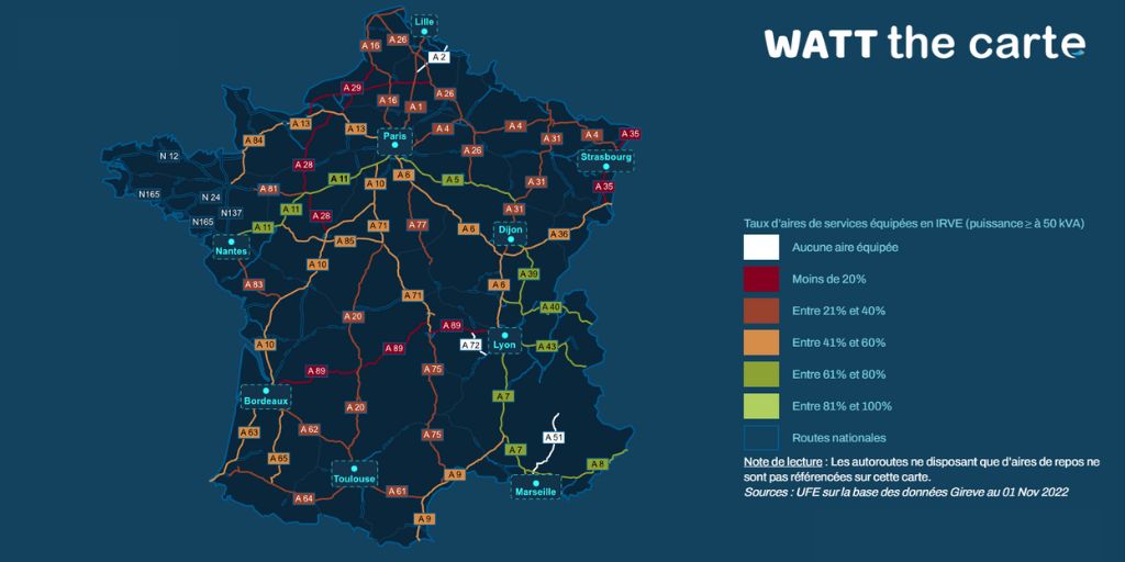 ufelectricite's tweet image. Le nombre de points de recharge ≥ 50 kVA sur autoroute a ↗️ d’environ 4 % (+ 51 pdr) en octobre, pour s’établir à 1250 points au 1er novembre.

Le ratio de l&apos;A34 a dépassé ce mois-ci 50 %. 1/3 des #autoroutes sont équipées à ≥ 50 % en bornes de recharge rapide.

#Emobility