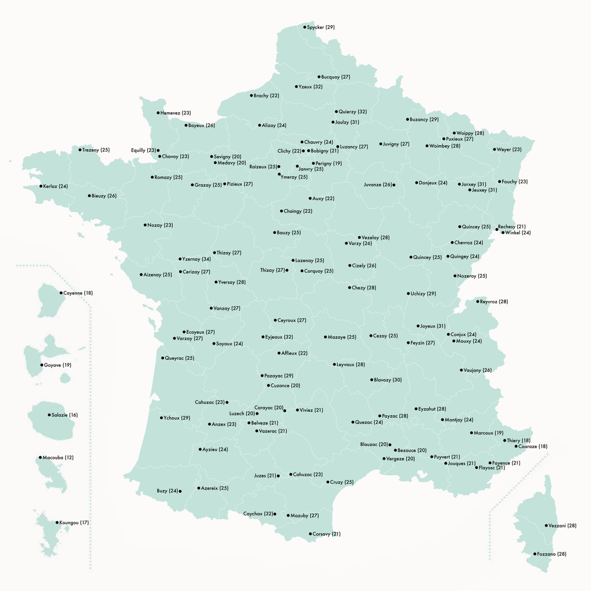 🗺🎯📈 Arrêtez tout, j'ai une nouvelle carte DE LA PLUS HAUTE IMPORTANCE à vous proposer

✨ La ou les communes valant le + de points au Scrabble, par département ✨

Les règles : 7 caractères maximum, un seul mot, et j'indique les ex-aequo !