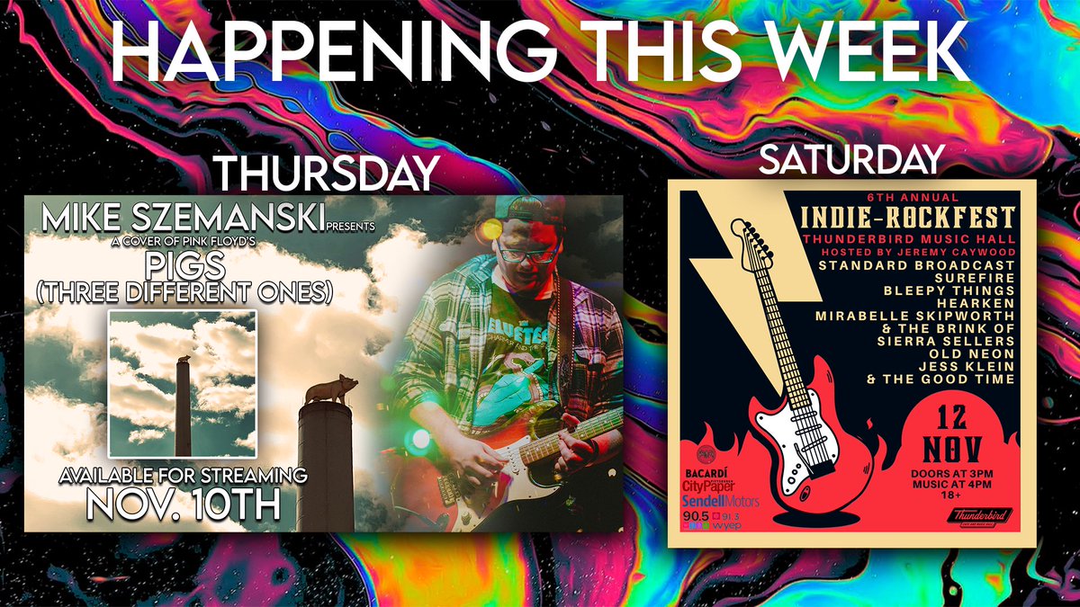 Busy week 💪🏻
Thursday - 🐖🐖🐖 
Saturday - Playing 6th Annual Pittsburgh <a href="/indie_rockfest/">Indie-Rockfest PGH</a> at Thunderbird Music Hall (11/12/22) with @officialbleepy 🎸 
Let us freakin’ go 🔥