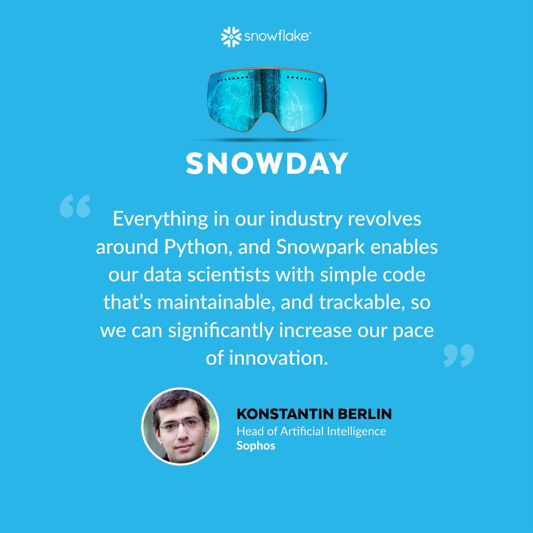 📢 Snowflake disrupts application development with GA of Snowpark for #Python, native @Streamlit support, and more okt.to/XpY3Lt #SnowflakeSnowDay