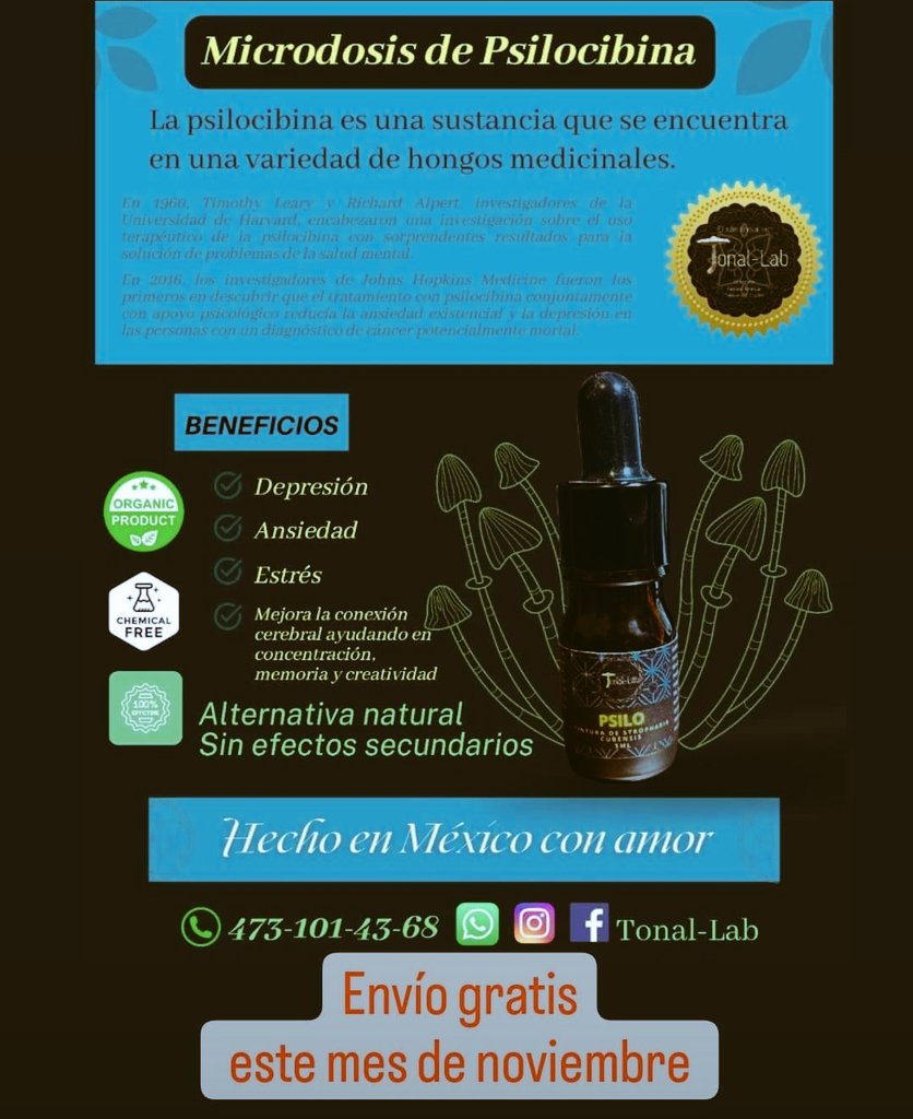 LabTonal's tweet image. Buen día!!! 
Tenemos entregas en #Cdmx
#Psilocybin 
#microdosis
#estres 
#psilocibina
#Depresion