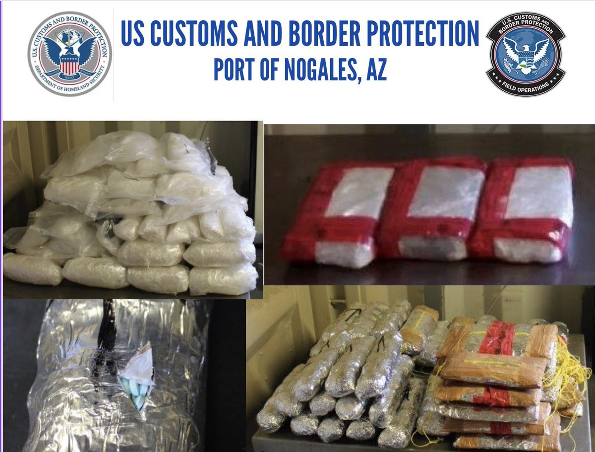 NEW: Two major fentanyl smuggling busts made by CBP officers at the port of entry in Nogales, AZ yesterday. 1st car: 204,000 fentanyl pills, 13.3 lbs cocaine. 2nd car: 7.05 lbs fentanyl powder & 76 lbs of meth. Courtesy: @CBPPortDirNOG @FoxNews