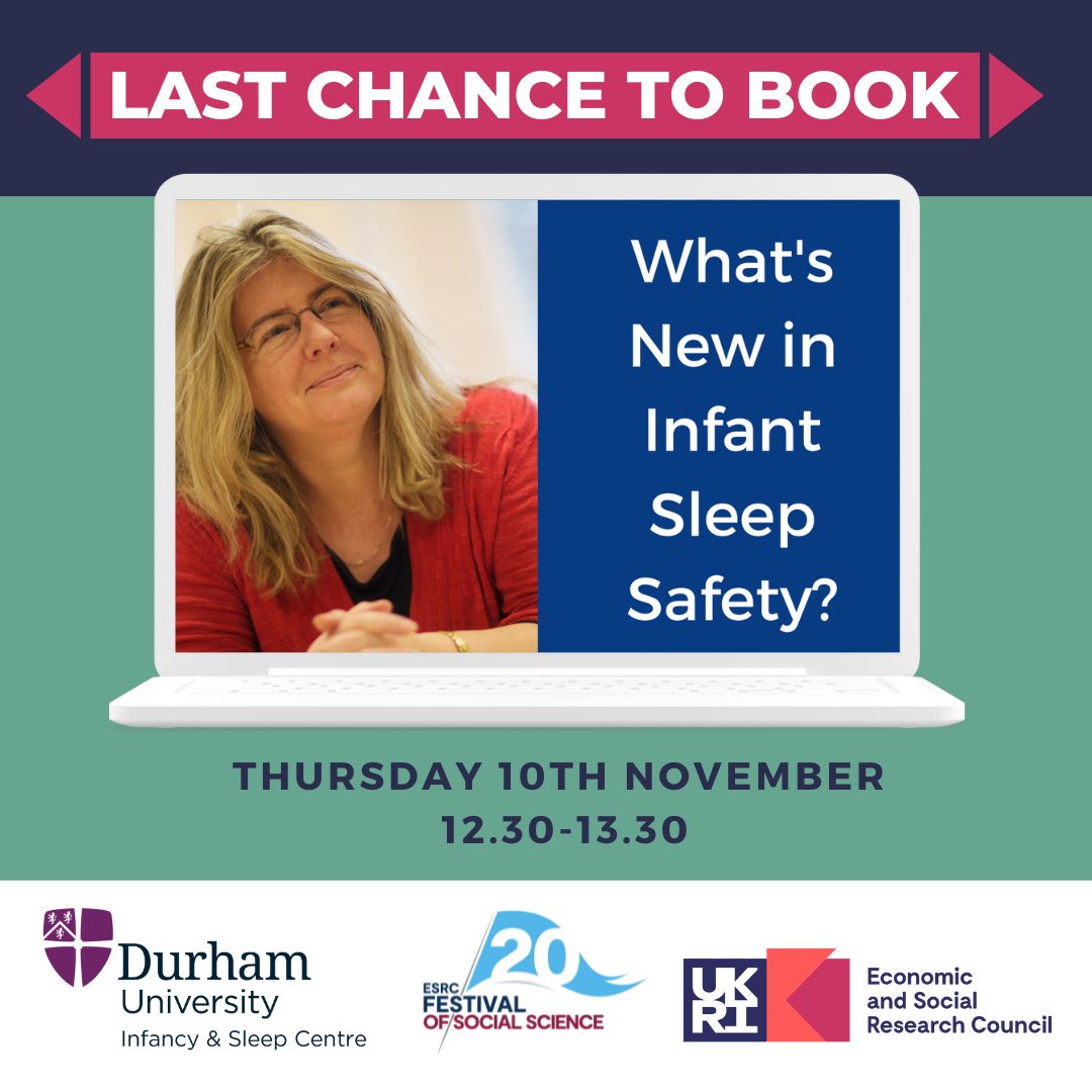 We are hosting a FREE event for this year’s ESRC Festival of Social Science.  Join on Thursday for a discussion with about recent changes to sleep safety guidance, new approaches to reduce SIDS and SUDI, and emerging challenges.   Tickets eventbrite.co.uk/e/whats-new-in…