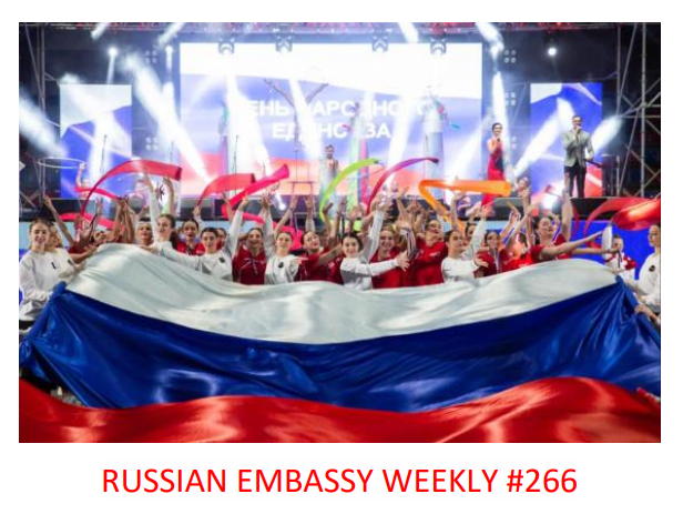 RusEmbUSA's tweet photo. ⚡️Enjoy the 2️⃣6️⃣6️⃣th #RussianEmbassyWeekly⚡️
🔗Read in full: https://t.co/KLCPudIJ6g https://t.co/GQO7RNZyrY