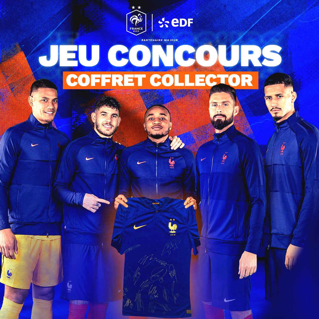 ✨ Pour briller durant le Mondial des Bleus, tentez de remporter un coffret collector du maillot de l’Équipe de France dédicacé par les joueurs :
1️⃣ RT ce tweet
2️⃣ Follow @energiedufoot

TAS le 17/11 à 18h ! Bonne chance à tous 🤝 #EnergieduFoot #DLDFev