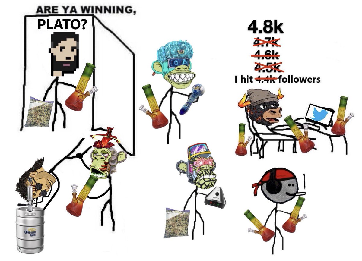 PlatoNFT's tweet photo. JUST HIT 4.8k THANKS WEB3 🧡

every 100 I’m adding to this meme https://t.co/OWqacotTRB