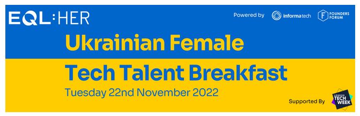 SunflowerRelief's tweet photo. @SunflowerRelief + @EQLHER: join us at the Tech Talent Breakfast: Ukrainian Women in Tech 🥞 
Hear about hiring in tech and Sunflower’s work from our  CEO Irra Ariella Khi: "Hiring from a warzone: supporting Ukrainian women in technology".
Register here:
https://t.co/1TUHGuJ3rw https://t.co/pRHbz9sfOv