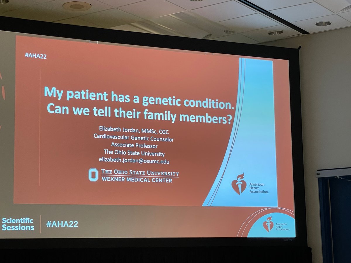 When and how do we tell family members about their genetic risk? Elizabeth Jordan with the expert take @RayHershberger @OhioState Debates in Clinical CV Genetics #AHA2022