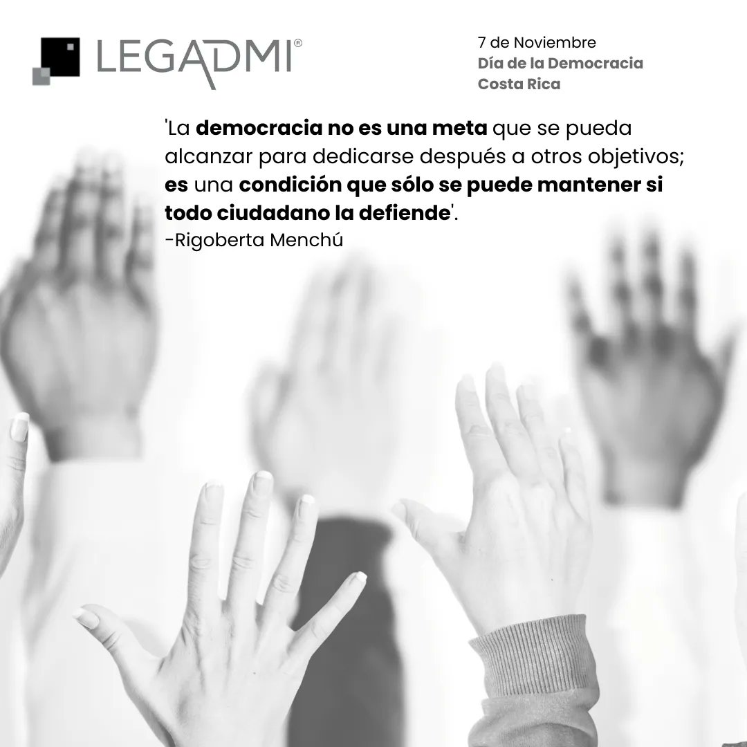 La democracia es la base de la libertad en cada país. Costa Rica, cada 7 de noviembre conmemora el Día de la Democracia honrando a los costarricenses que salieron con armas a defender el proceso electoral de 1889.
 #Legadmi #Democracia