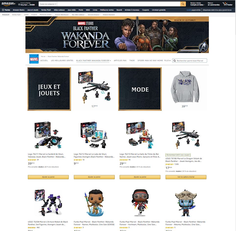 Pendant que vous faites la queue pour la magnifique avant-première de #BlackPanther  <a href="/LeGrandRex/">Le Grand Rex</a>  n'hésitez pas à jeter un oeil sur la boutique fan 👇
amazon.fr/stores/page/34…

#WakandaForever #Marvel