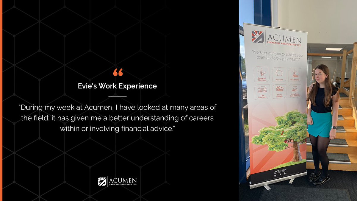 AcumenF's tweet photo. Last week, we had the wonderful Evie in our office as part of her work experience programme ✏️

Her exciting time with us involved learning about our services and attending client meetings to see our team in action 🤝

Thanks for joining us for the week, Evie! ⭐️

#financesector https://t.co/TTj5nmoLSE
