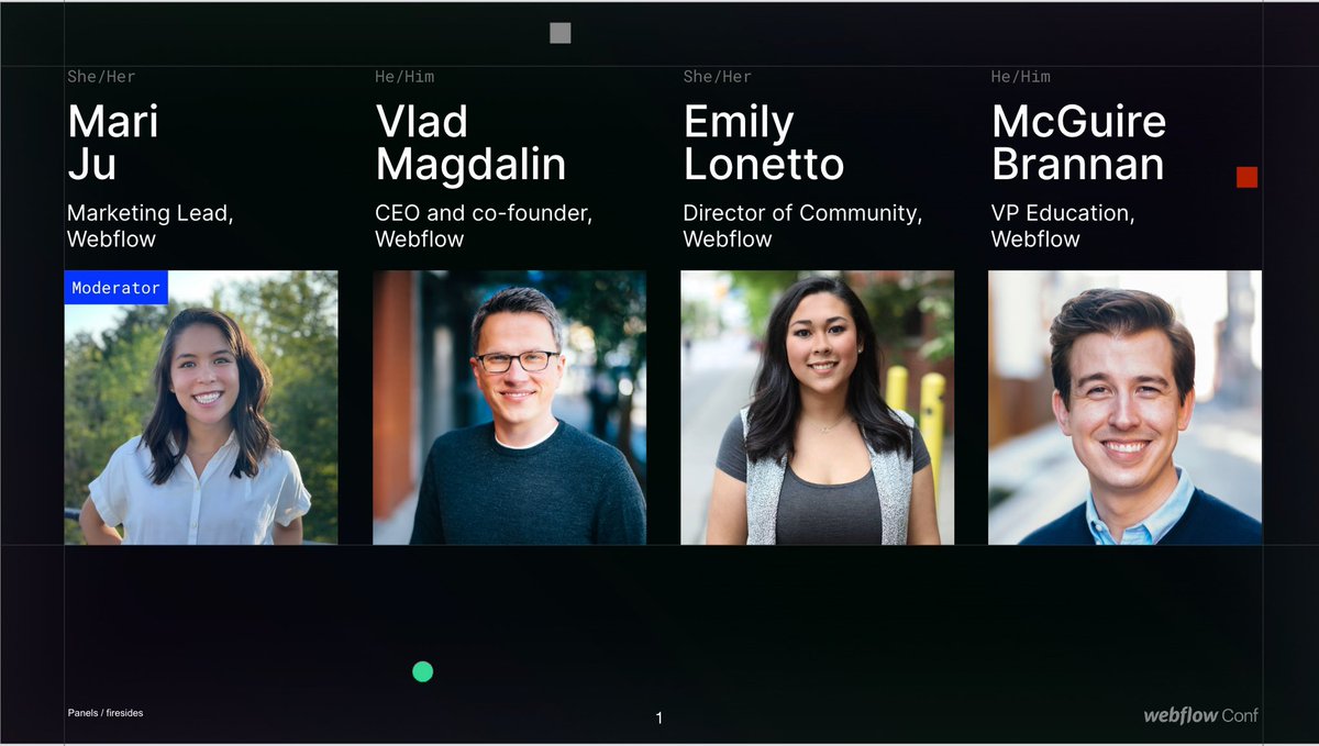 Happy <a href="/webflowconf/">Webflow Conf</a> week! So excited to meet the community in person and chat all things <a href="/webflow/">Webflow</a> with <a href="/EmilyLonetto/">Emily Lonetto</a> <a href="/callmevlad/">Vlad Magdalin</a> <a href="/mcguirebrannon/">McGuire Brannon</a> 💜