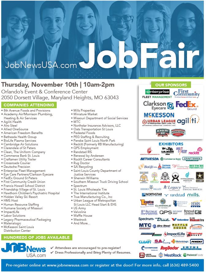 Now’s the time to get that Job! Tired of browsing online job boards all day? Come meet face-to-face with recruiters &amp; hiring managers at the St. Louis Job Fair on November 10th.