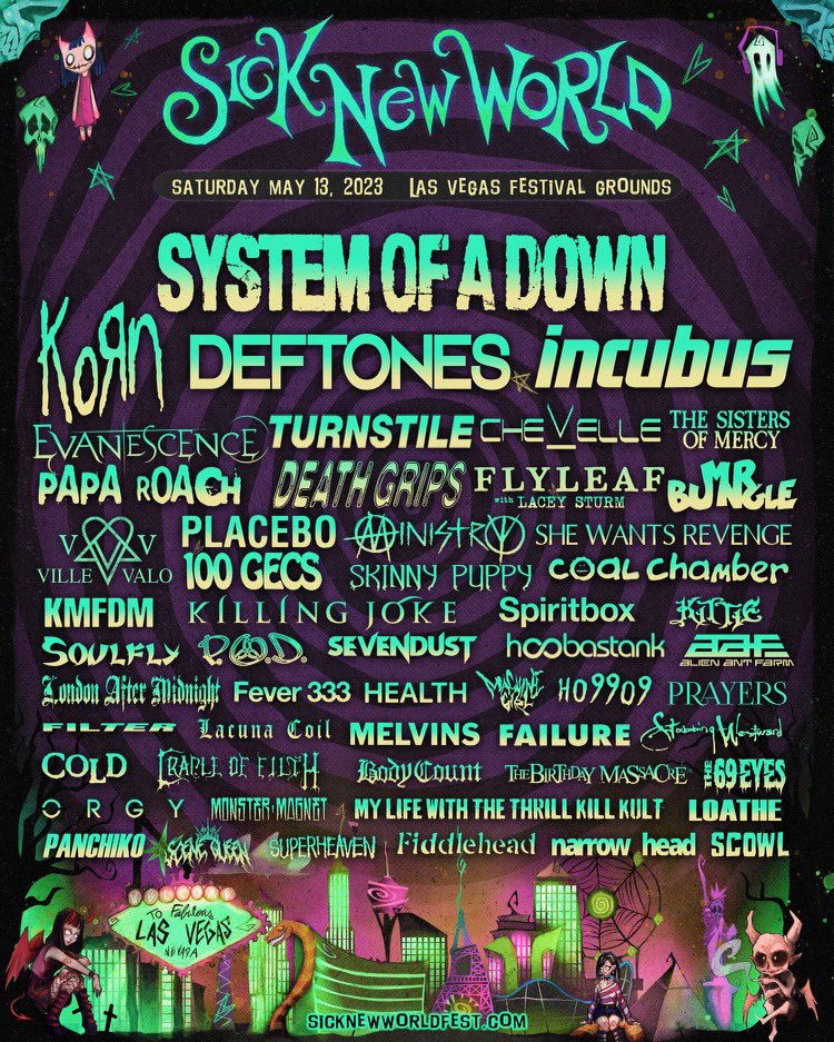 IncubusBand's tweet photo. ༻𖤐 SICK NEW WORLD 𖤐༺  Register now for the presale that starts Friday, November 11th at 10 AM PT. #sicknewworld https://t.co/aWTBp4XEVn we will see you all May 13, 2023 in Las Vegas 😈 https://t.co/BME1yFQmX8