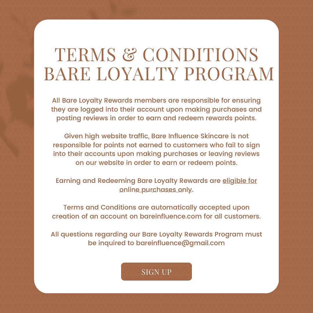 BareInfluence's tweet image. Officially Introducing Our Bare Loyalty Rewards Program! 

We are so excited to announce that you can now start earning points when you show various acts of support to our brand! Start earning points today and later redeem them to earn $$ OFF or to recieve discount codes! 🤎
