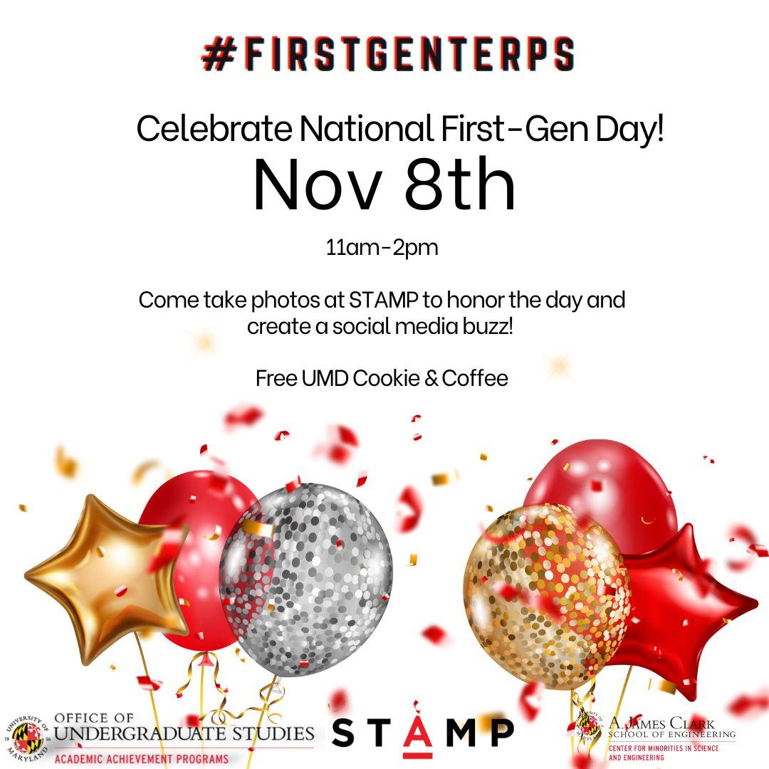 PubHlthSciUMD's tweet image. On November 8th, AAP will host the 6th annual #FearlessFirst Celebration for National First-Generation College Student Day between 11 am and 2 pm. Participants will have the opportunity to meet other first-generation Terps and learn more about AAP and other campus resources.