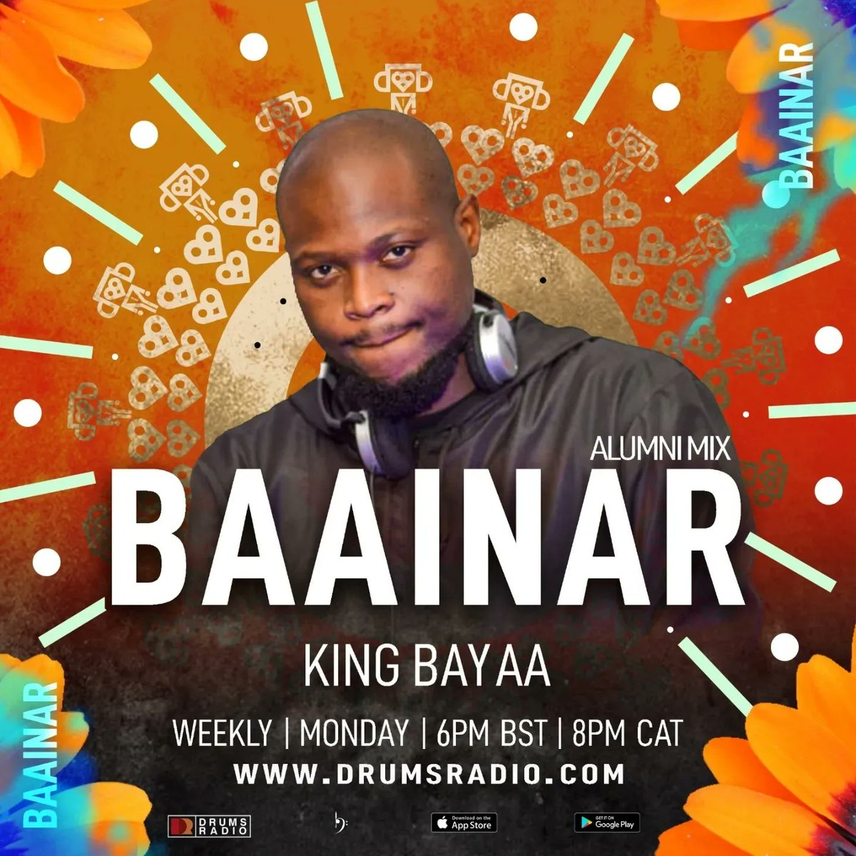 djlunga's tweet image. Tonight we drop a new series called #BaainarAlumniMix where we invite all the talent we have hosted on Baainar Records and Digital over the years.. First up, we have @kingbayaa 
Tune in to London's @drumsradio  to hear
Hour 1: @dvinebrothers 
Hour 2: King Bayaa