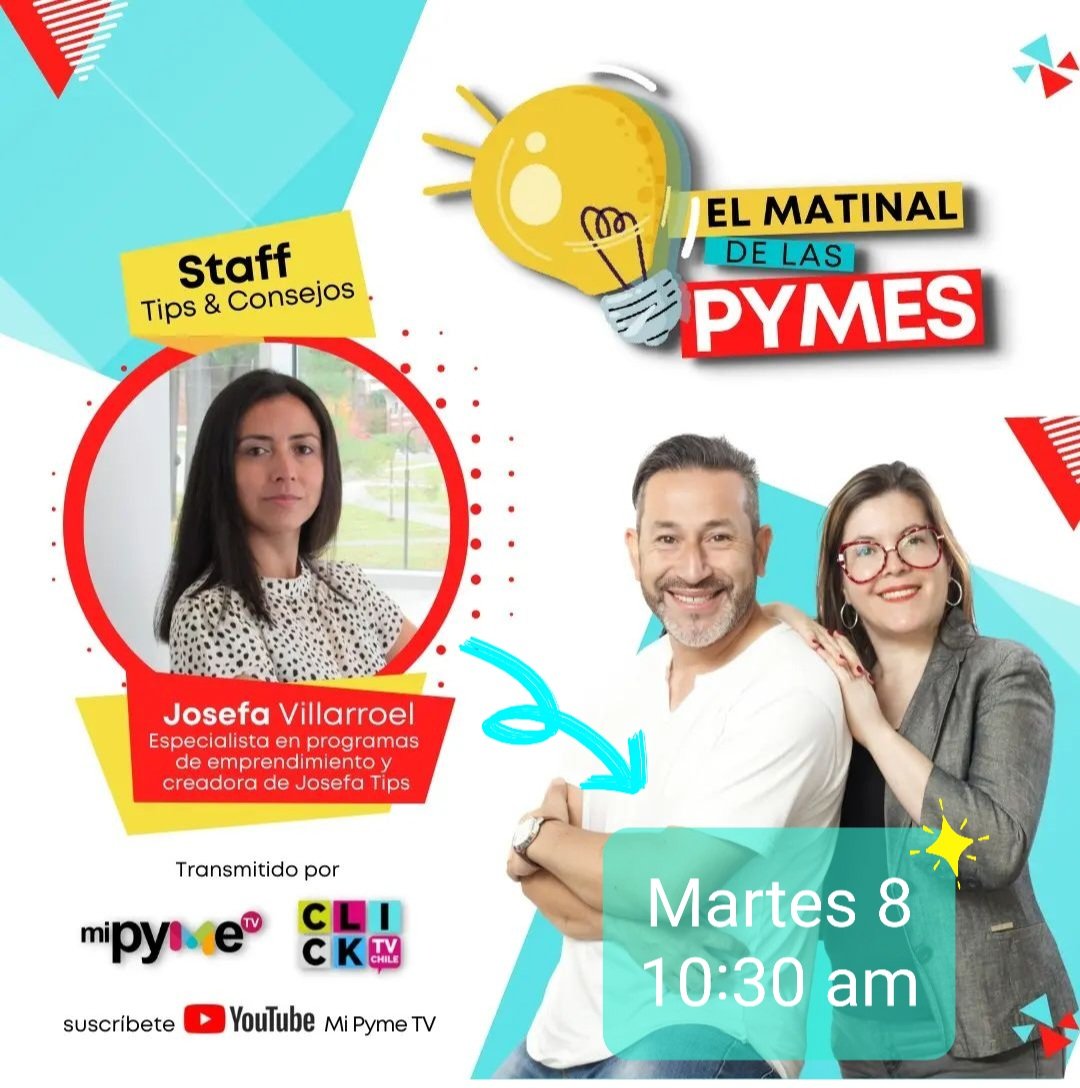 JosVillarroel's tweet photo. Martes 8 de nov. 10:30hrs conti, 08:30hrs Rapa Nui, nos encontramos en @elmatinaldelaspymes para revisar  #JosefaTips de Noviembre. 
Además te cuento qué es y por qué revisar el "Co-financiamiento en una postulación y una novedad para el mundo #vegano emprendedor. https://t.co/n0V49or2xR