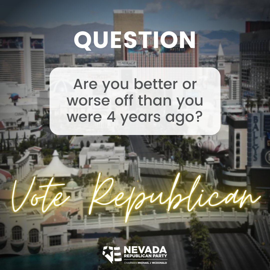 For a better Nevada, for a safer Nevada, for a Nevada we can all afford to live in - vote Republican down your entire ballot!
⁠
Find your polling place : bit.ly/2022pollingpla…⁠
⁠
Download your ballot guide: bit.ly/NVvoterguide